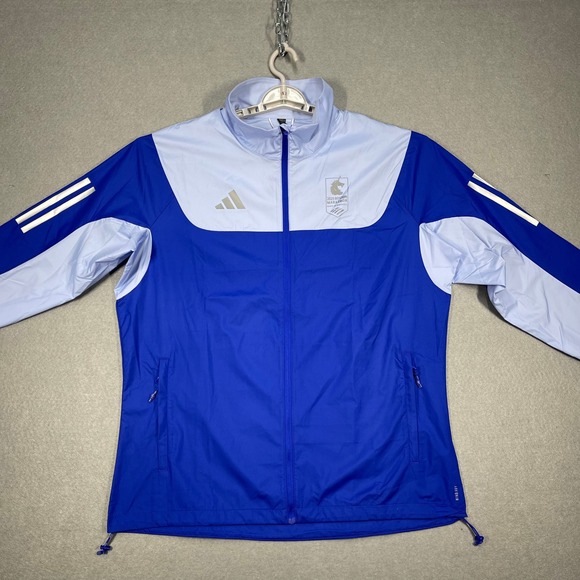 Adidas BM25 Cel Jacket Mens Medium Lucid Blue Running Carrera Wind Ready Adizero